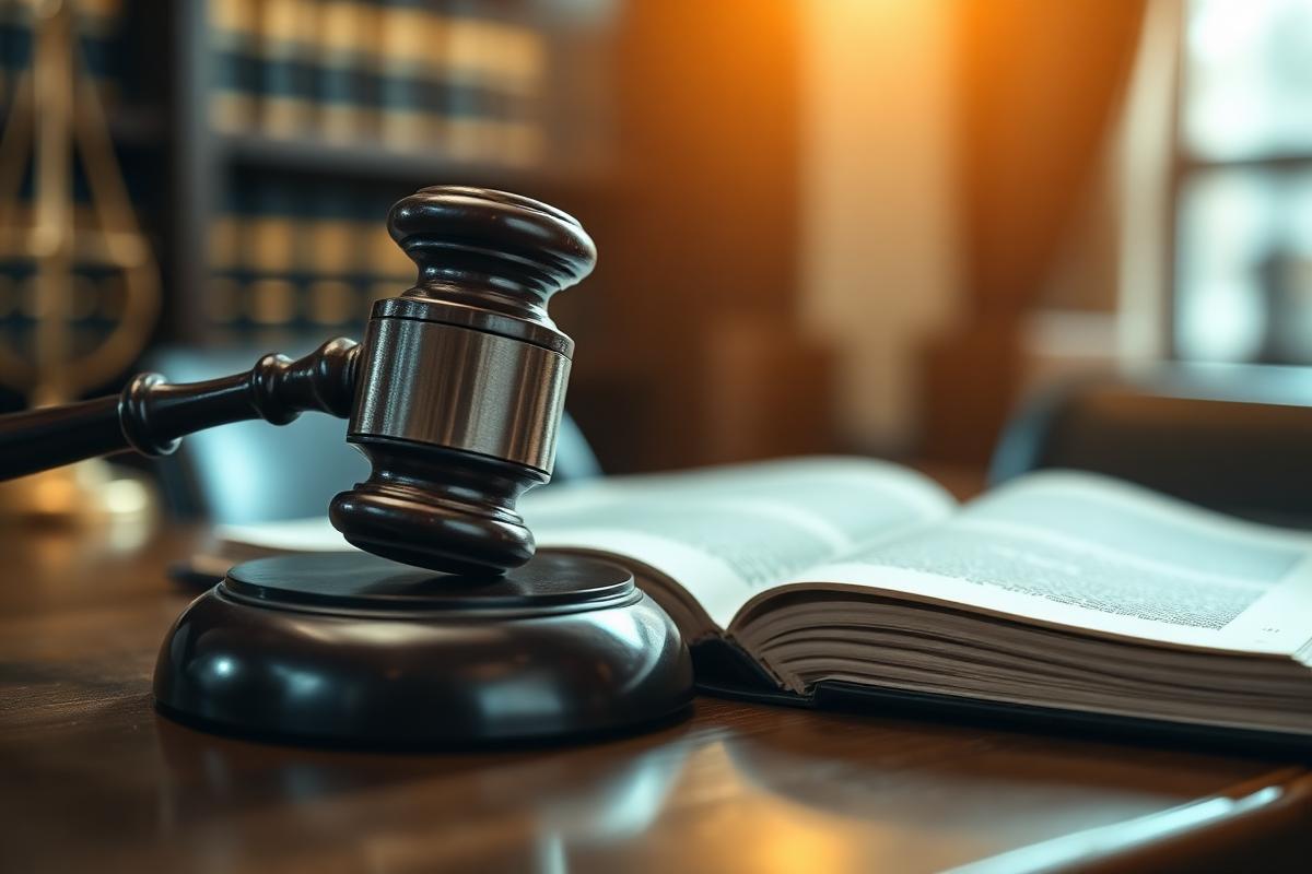 Gavel on legal book